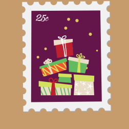 Christmas Gift Stamp Illustration