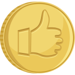 Vector image of coin with thumb up