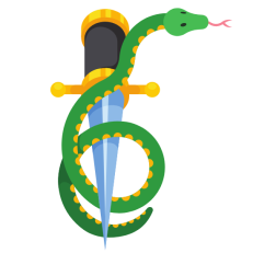 A dagger and a green snake