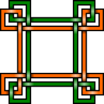 Vector illustration of green and orange square border