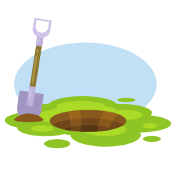 Digging a hole with a shovel