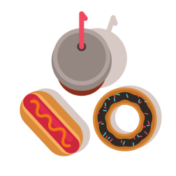 Hot dog, doughnut and soda