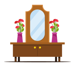 Dressing table with a big mirror