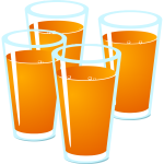 Vector illustration of four glasses of freshly squeezed juice