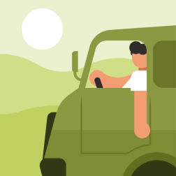 Driver in a truck
