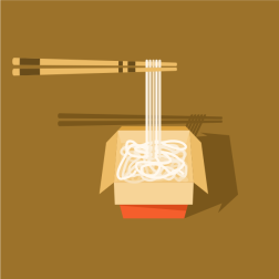 Eating noodles with chopsticks