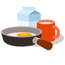 Eggs and milk for breakfast