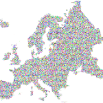 Europe map with colorful dots