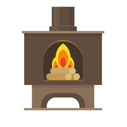 Fire in a fireplace