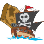 Cartoon pirate ship