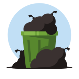 Trash can with bags