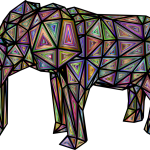 An Elephant Silhouette With Chromatic Pattern