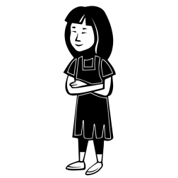 Cartoon Girl with Arms Crossed Silhouette