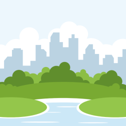 Green park with a lake