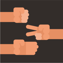 Rock paper scissors hand gesture