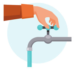 Hand on the water tap
