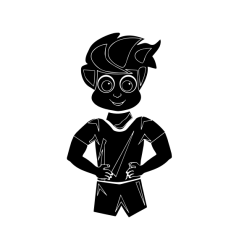 Black and White Boy Cartoon Silhouette