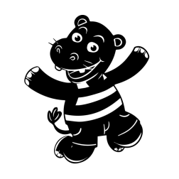 Cartoon Hippopotamus Character Silhouette