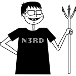 Vector illustration of nerd with a pitchfork