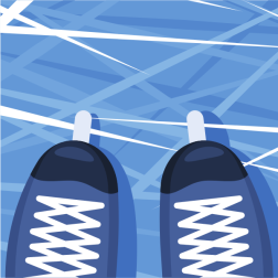 Ice skates on icy surface