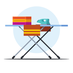 Ironing board and clothing
