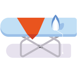 Ironing board and an iron