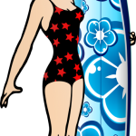 Lady with a surfboard