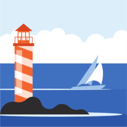 Lighthouse and a yacht