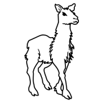 Line art vector clip art of llama