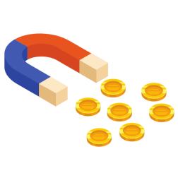 Magnet attracting coins