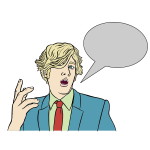 Blond man with speech bubble