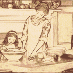 Mom and kid cooking