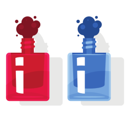 Red and blue nail polish