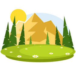 Mountain Landscape with Pine Trees and Meadow