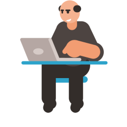 Middle-aged man using a laptop