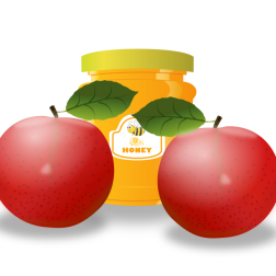 Honey Jar with Two Red Apples