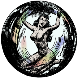 Retro Pinup Woman Inside Crystal Ball