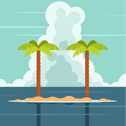 Palm trees on a tiny island