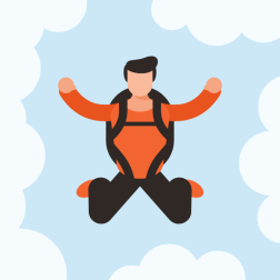 Parachute jumper in the air