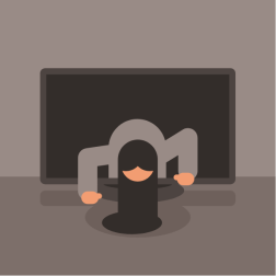 Person jumping out of a TV screen