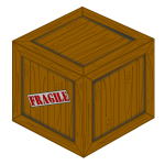 3D vector drawing of a wooden crate with fragile load