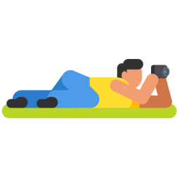 Photographer in lying position