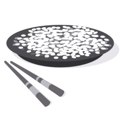 Eating rice with chopsticks