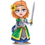 Woman knight warrior in armor, holding a sword - 3 - redhead