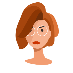 Redhead woman with glasses