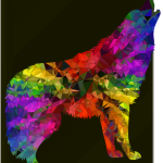 Rainbow wolf howling