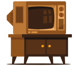 Retro TV set on the cabinet