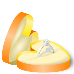 Wedding ring in a heart shaped box vector graphics