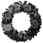 rose wreath grayscale