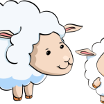 Cartoon sheep and lamb